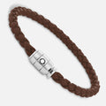 Montblanc bracciale in acciaio a 3 anelli e pelle Meisterstück Marrone Fulvo misura L 13600268