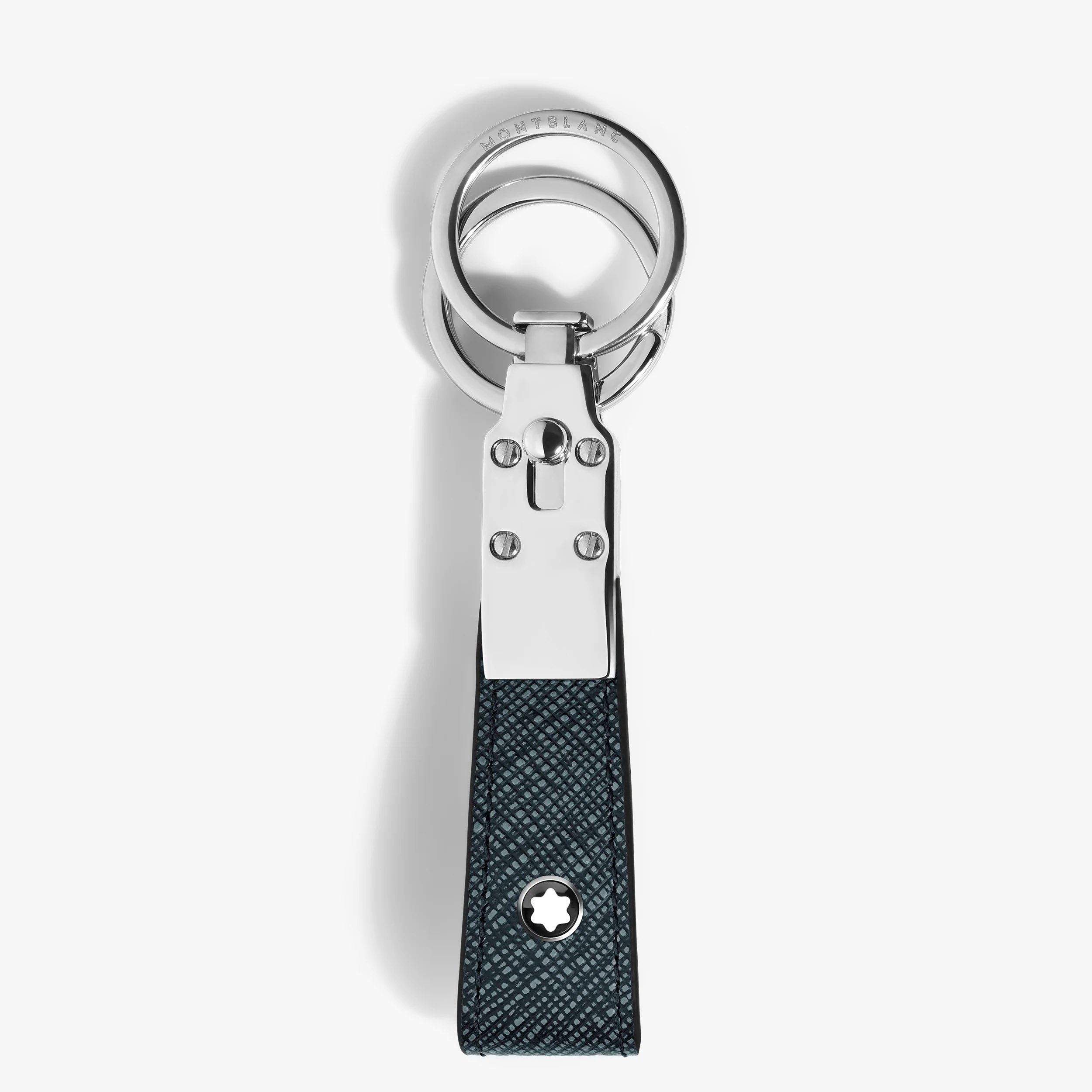Montblanc portachiavi con passante sartorial tweed blu 220397