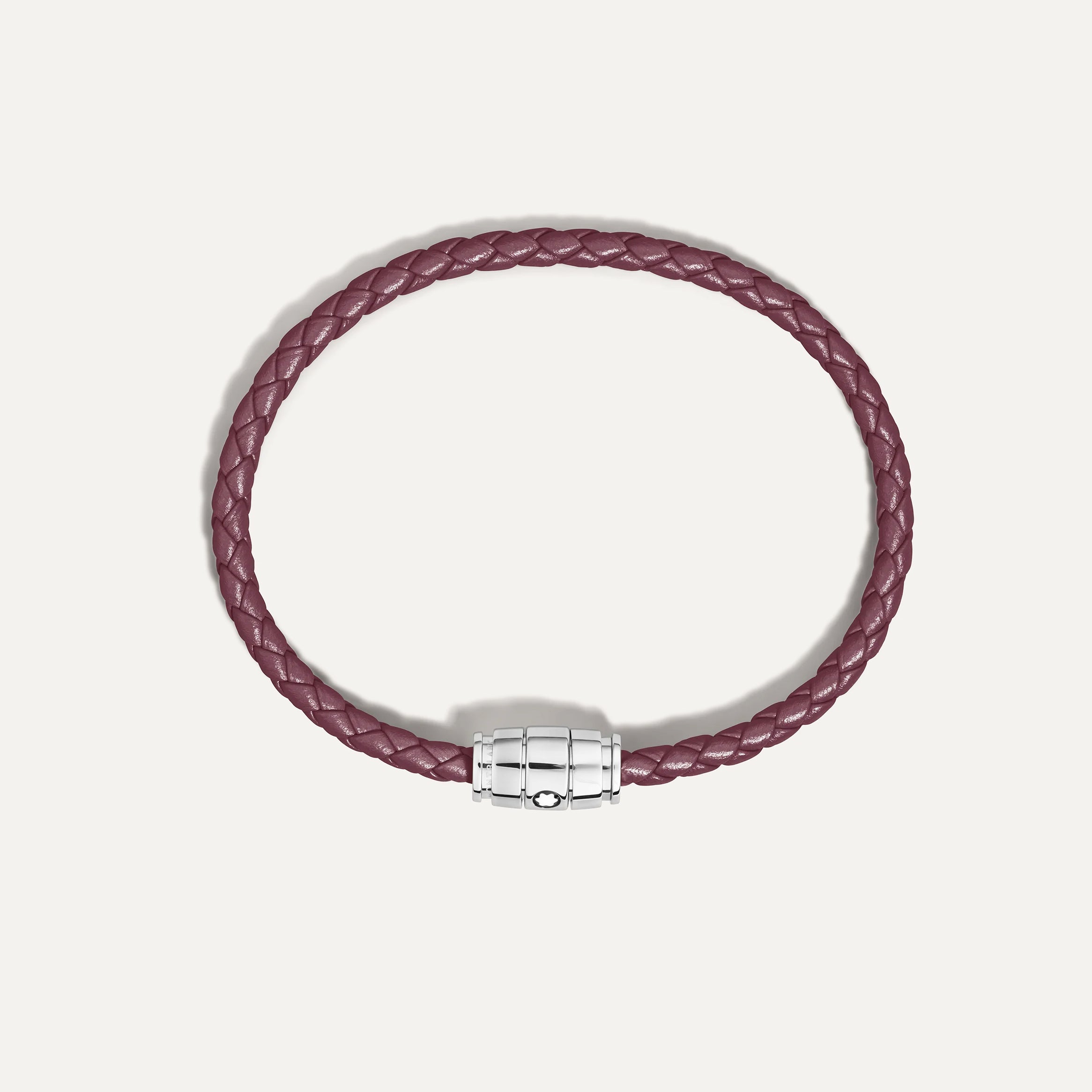 Montblanc bracciale in acciaio a 3 anelli e pelle Meisterstück Cassis misura S 13431360