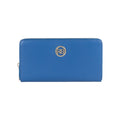 RB1084SCH | Portefeuille zippé pour femme fabriqué en Italie en cuir véritable lisse et mat. Couleur : Bleu roi. Dimensions : 20 x 10 x 2,5 cm.
