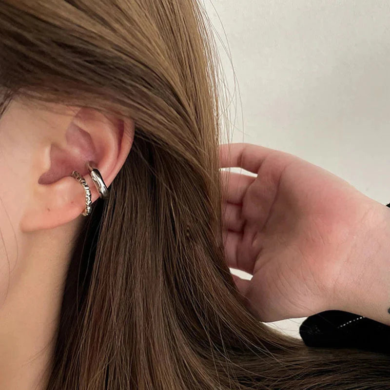 Boucles d'oreilles Punk géométriques irrégulières pour femmes, boucles d'oreilles manchette, clip d'oreille en métal, fausse boucle d'oreille cartilage, bijoux de mode pour fête