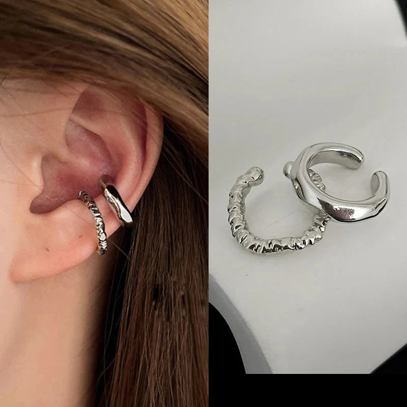 Boucles d'oreilles Punk géométriques irrégulières pour femmes, boucles d'oreilles manchette, clip d'oreille en métal, fausse boucle d'oreille cartilage, bijoux de mode pour fête