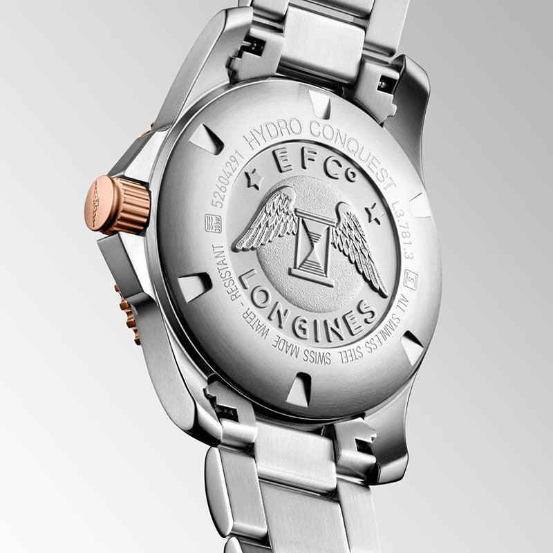 Longines orologio HydroConquest 43mm nero automatico acciaio finiture PVD oro rosa L3.782.3.58.7