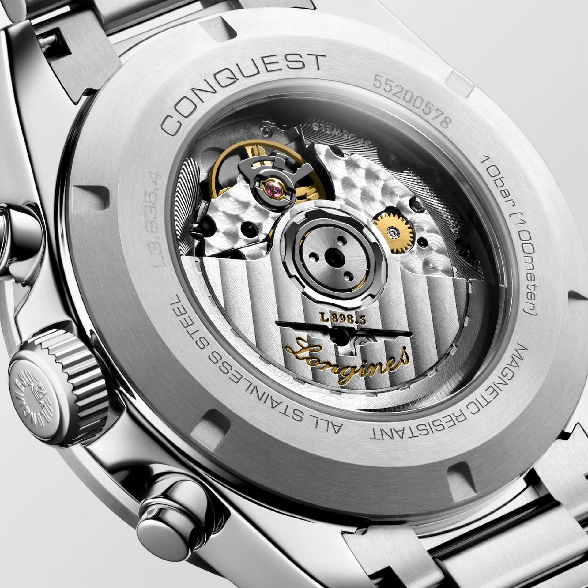 Longines orologio New Conquest 42mm argento automatico acciaio L3.835.4.72.6
