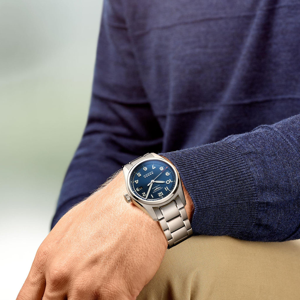 Longines orologio Spirit 42mm blu automatico acciaio L3.811.4.93.6