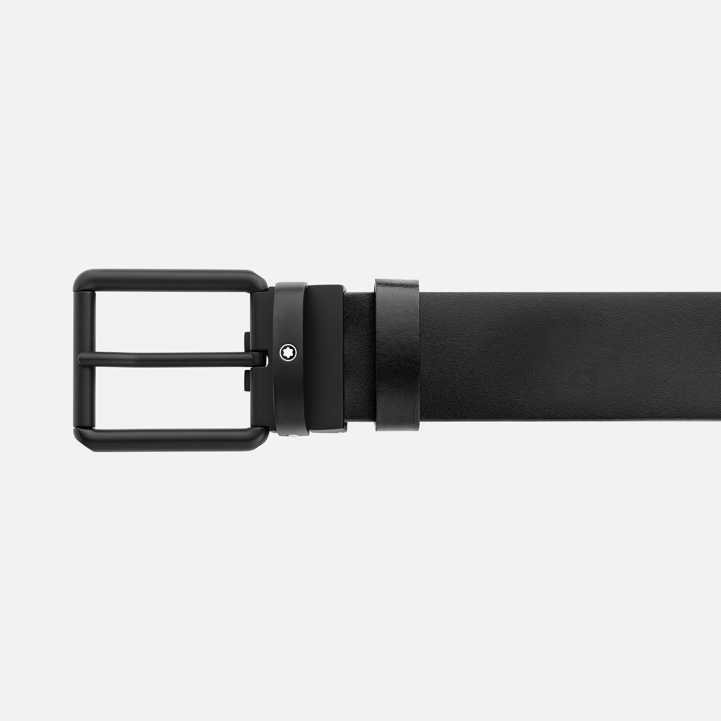 Montblanc cintura 35mm fibbia PVD nero pelle reversibile nero/marrone 131187