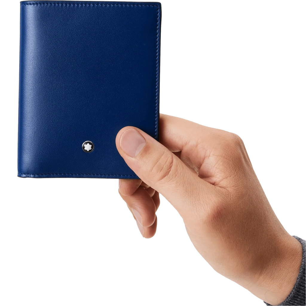 Montblanc portafoglio compatto 6 scomparti Meisterstück nero/blu 129678