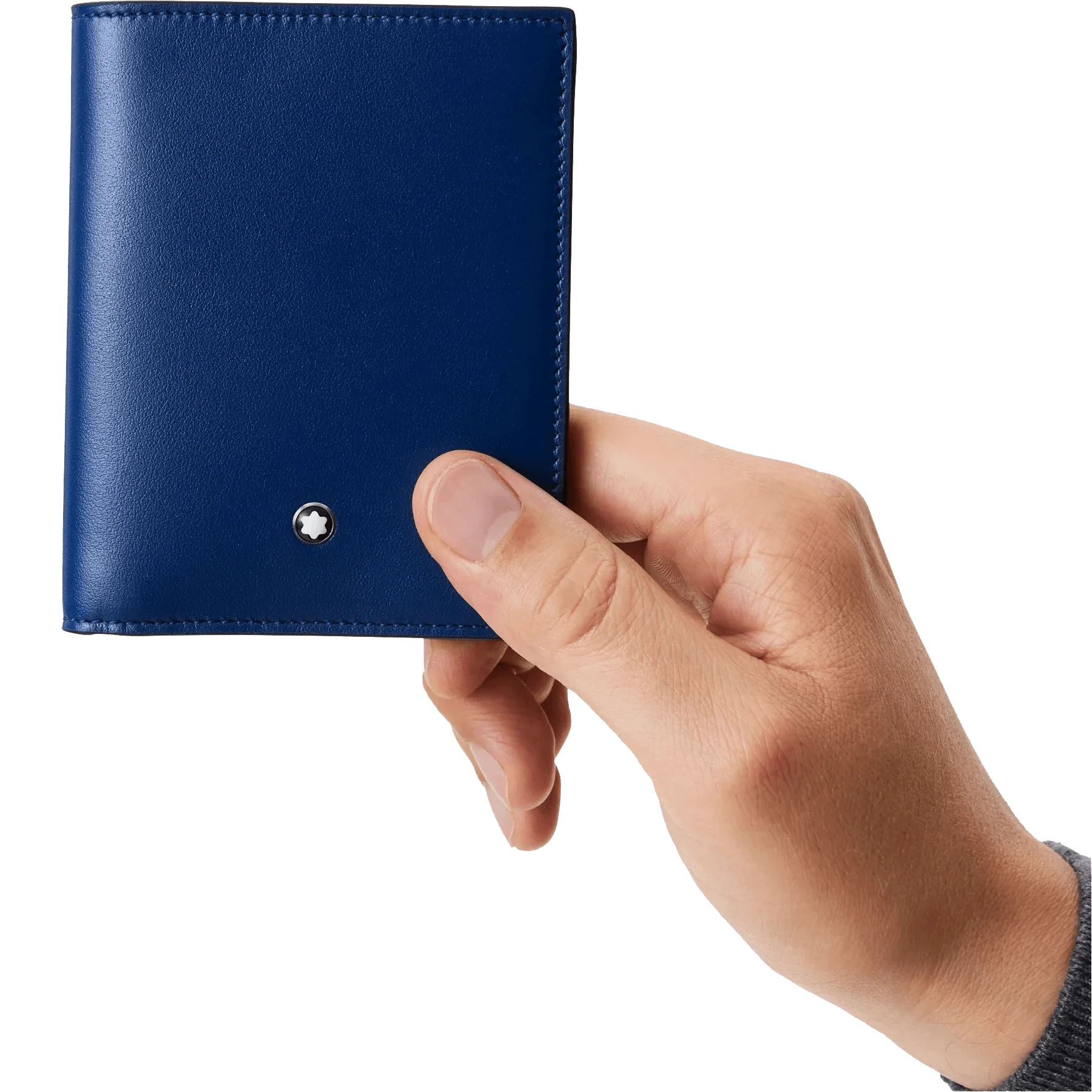 Montblanc portafoglio compatto 6 scomparti Meisterstück nero/blu 129678