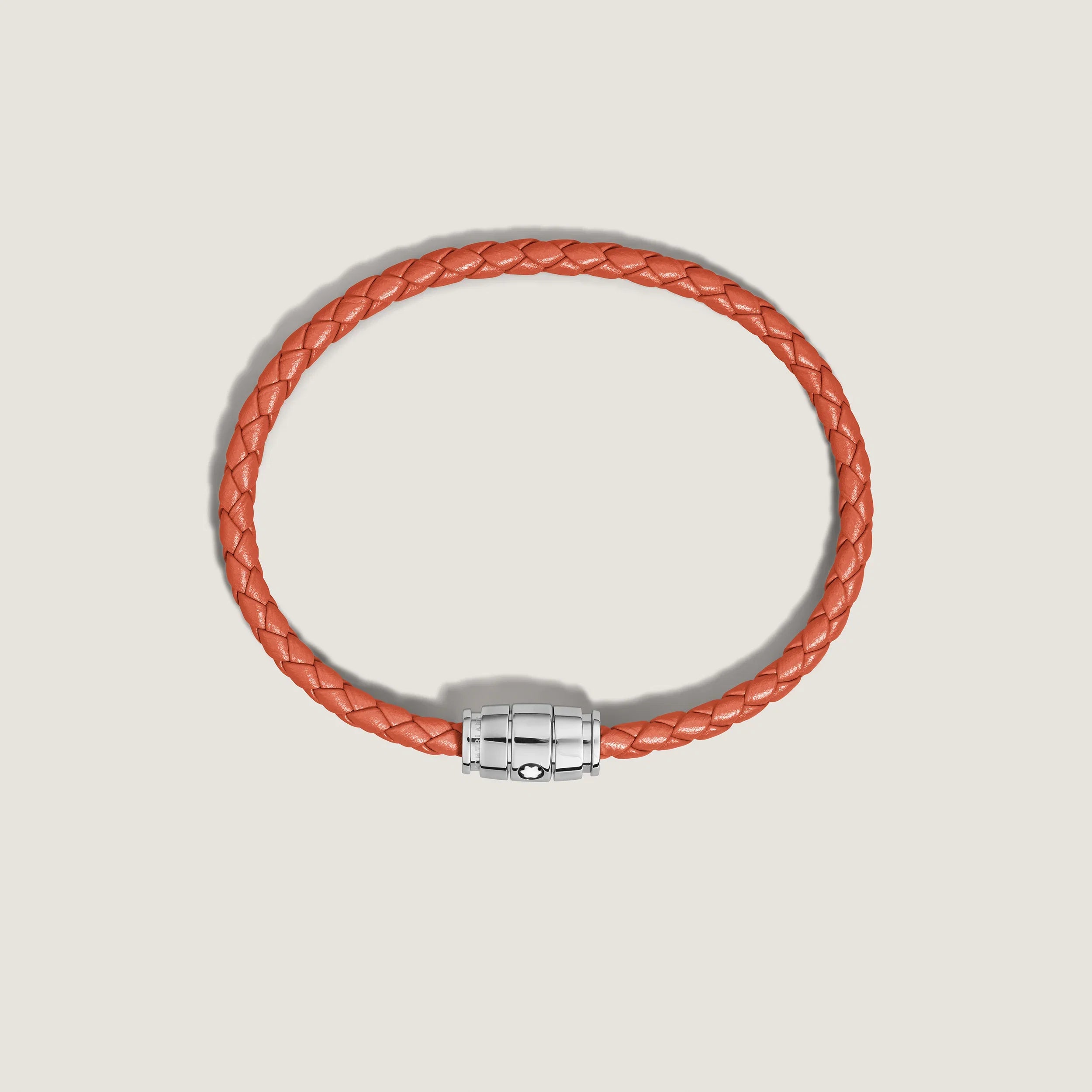 Montblanc bracciale in acciaio a 3 anelli e pelle Meisterstück Cayenne misura S 13429160