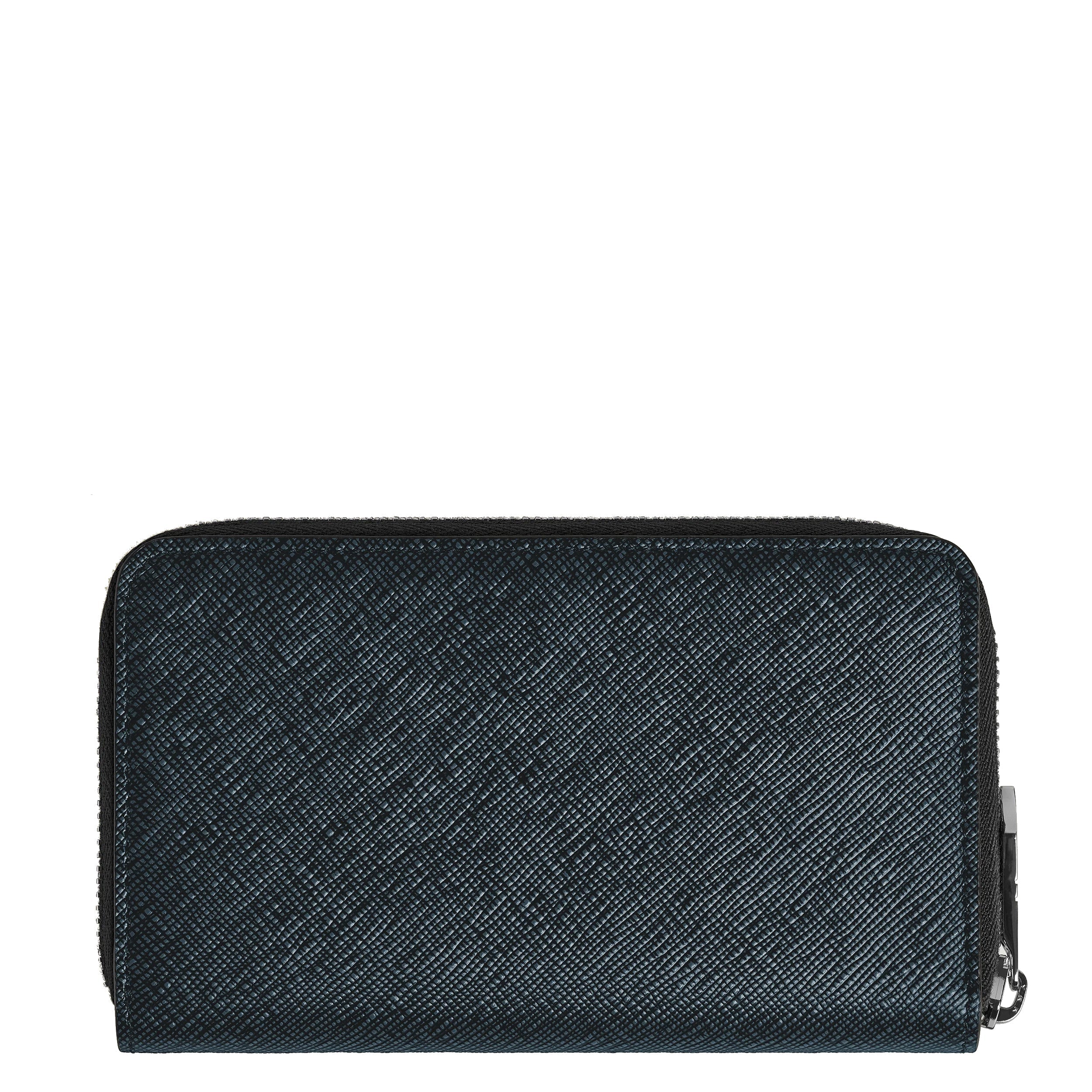 Montblanc portafoglio 12 scomparti con cerniera medio Sartorial tweed blu 220362