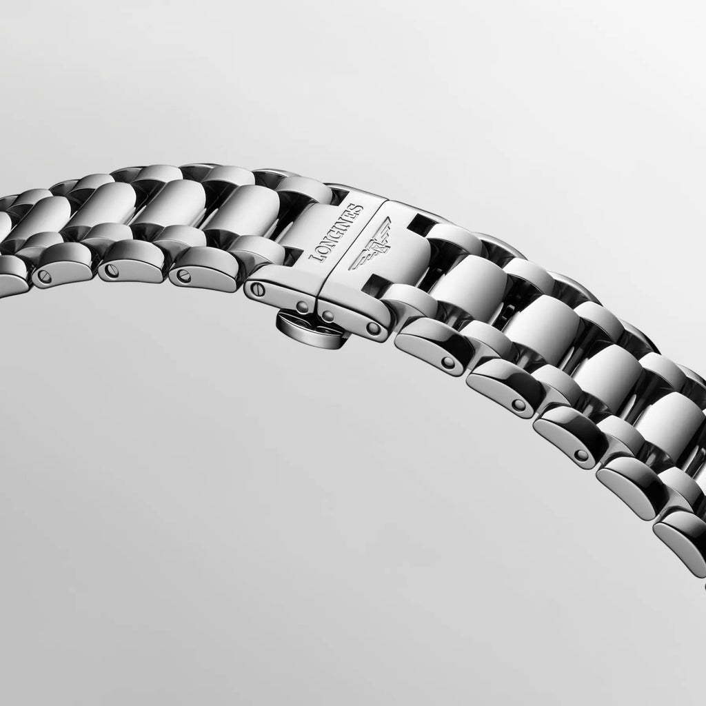 Longines orologio Primaluna Moonphase 34mm madreperla diamanti automatico acciaio L8.126.4.87.6